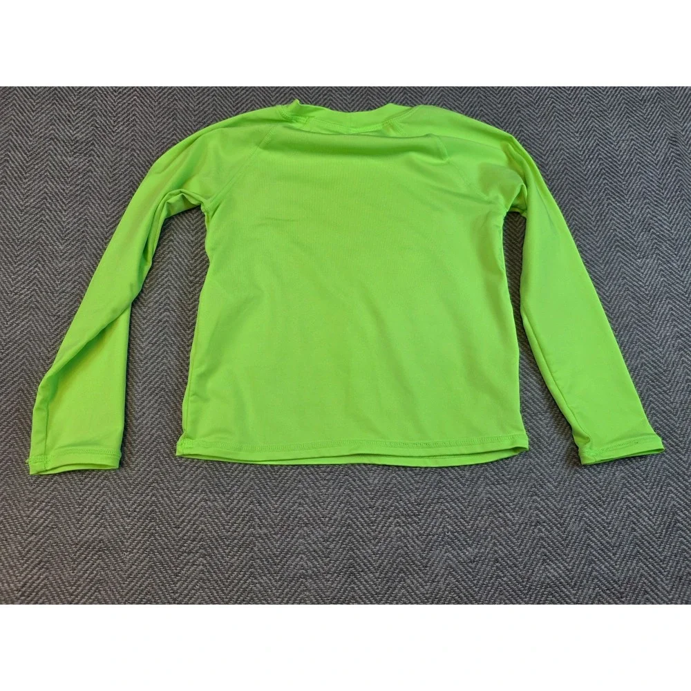 Lands End Boys Long Sleeve Rash Guard Neon Lime Green Swim Shirt 4T RN168874